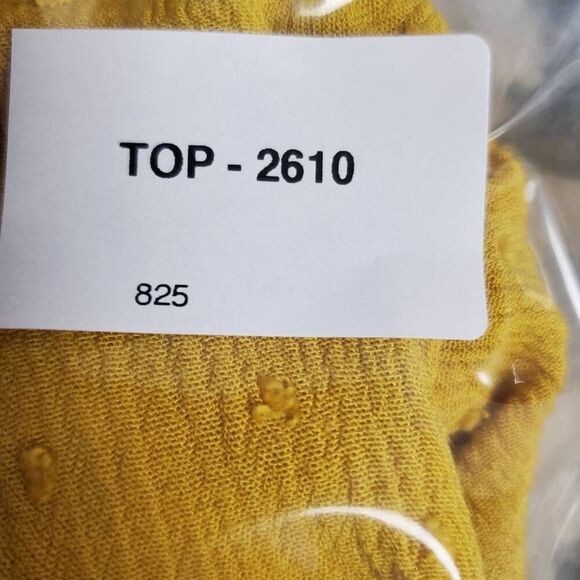 Sadie & Sage Mustard Yellow Peplum Blouse Medium Long Sleeve Textured Dobby Boho - Picture 6 of 6